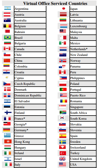 virtual office serviced countries