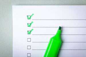 Check list and green marker