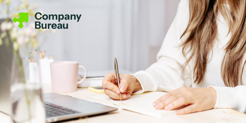 annual company secretarial services, woman working at desk